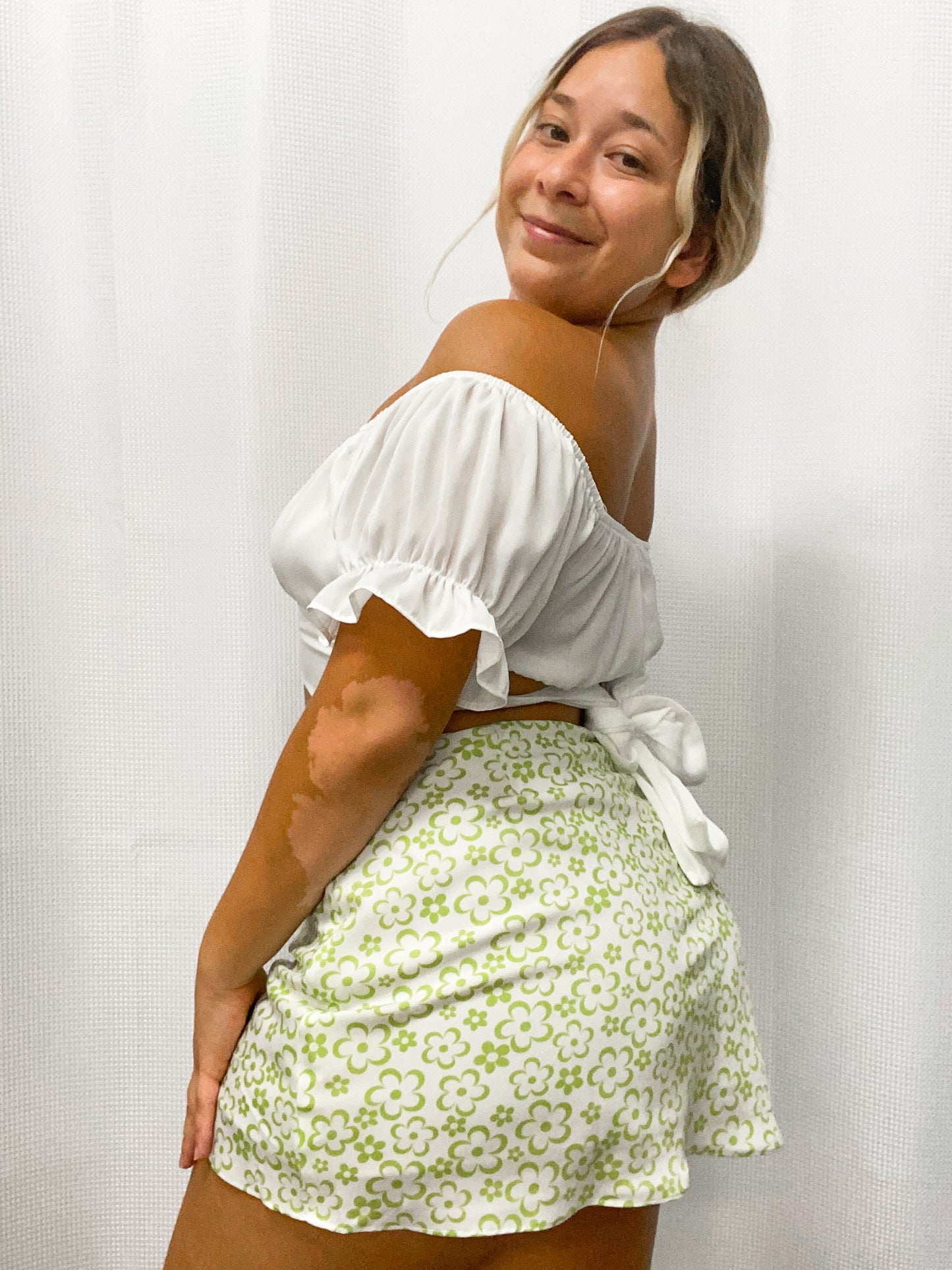 Daisy Print Skirt - Kiwi