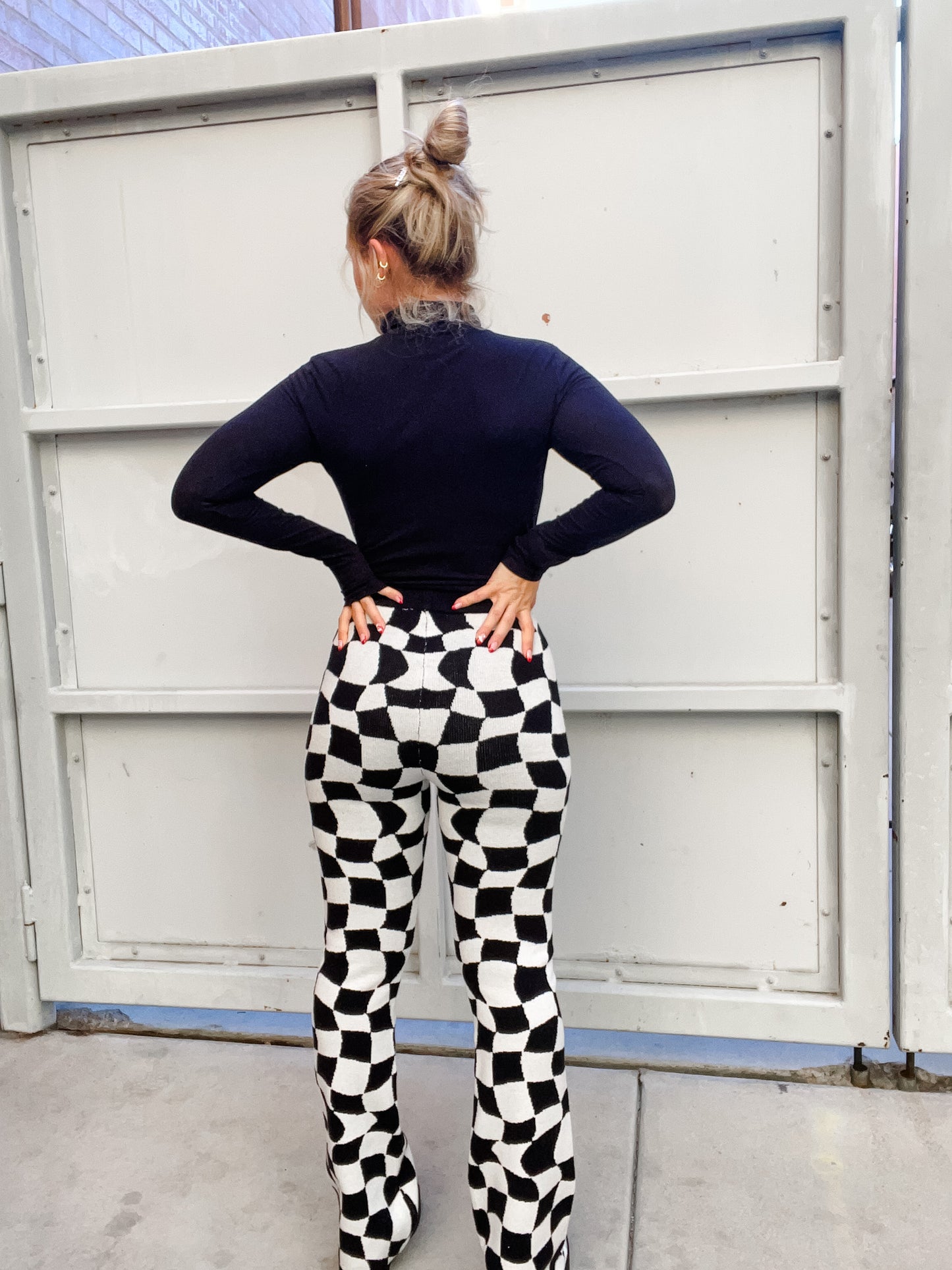 Checked Out Sweater Pants - Black Multi