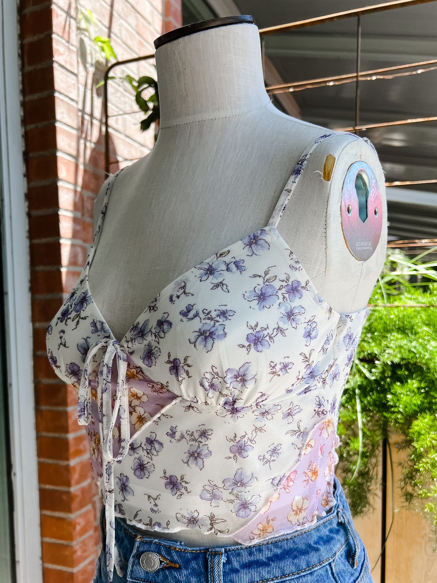 Blocked Out Mesh Top - Lavender