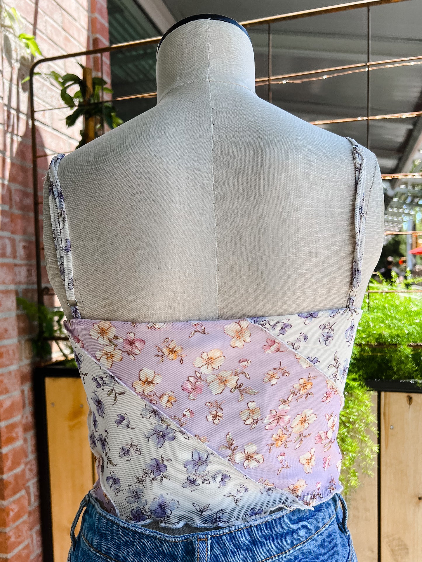 Blocked Out Mesh Top - Lavender