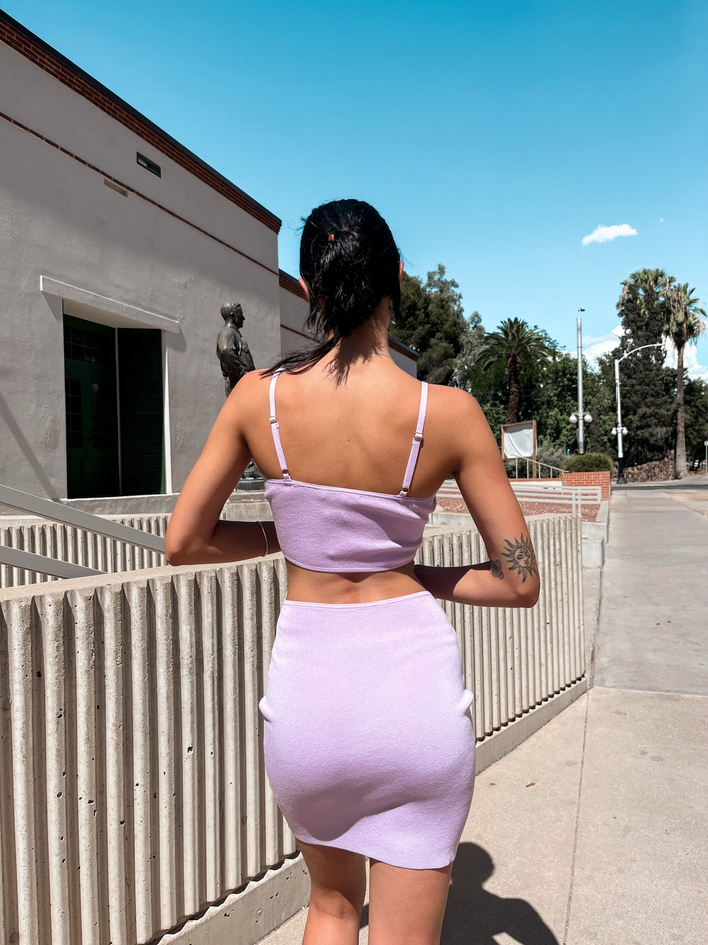Mini Dress with Side and Back Cut Outs - Lavender