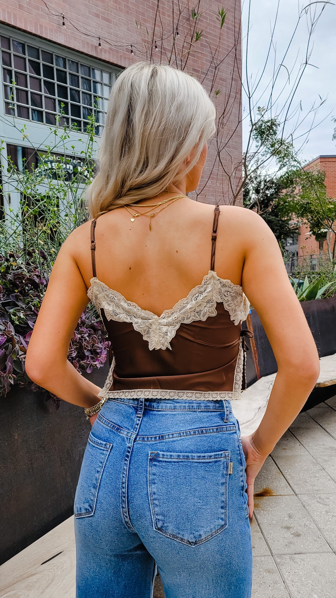 Lace Go Downtown Top - Brown